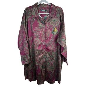 Lauren Ralph Lauren Women's Paisley Long Sleeve Night Shirt Size 2X NWT